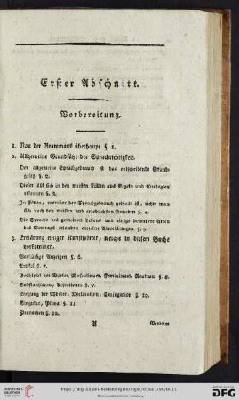 Erster Abschnitt: Vorbereitung