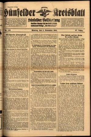 Ausgabe vom Montag, den 03. November 1941.