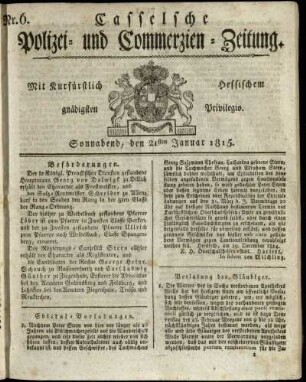 Nr. 6, Sonnabend, den 21sten Januar 1815