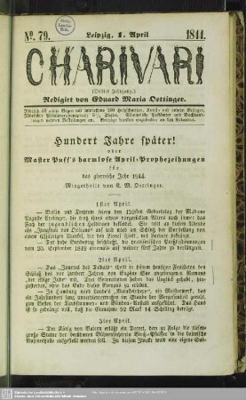 Hundert Jahre später! oder Master Puff's harmlose April-Prophezeiungen - für das glorreiche Jahr 1944