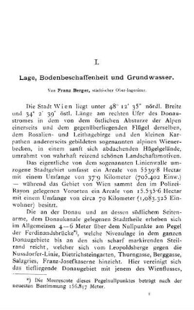 I. Lage, Bodenbeschaffenheit und Grundwasser.