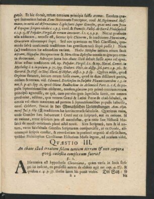 Quaestio III. An chaos illud creatum solam tantum terram & non corpora quoque coelestia complexum fuerit?