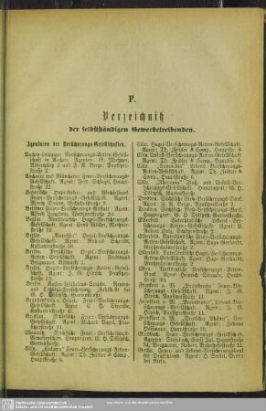 F. Gewerbebetriebe : F. Verzeichniß der selbstständigen Gewerbetreibenden