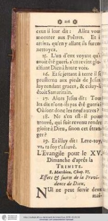 L'Evangile pour le XV. Dimanche d'aprés la Trinité