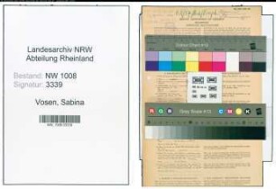 Entnazifizierung Sabina Vosen , geb. 13.03.1918 (Krankenschwester)