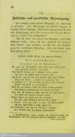 VII. Faktische und praktische Beruhigung