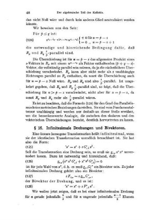 § 16. Infinitesimale Drehungen und Bivektoren.