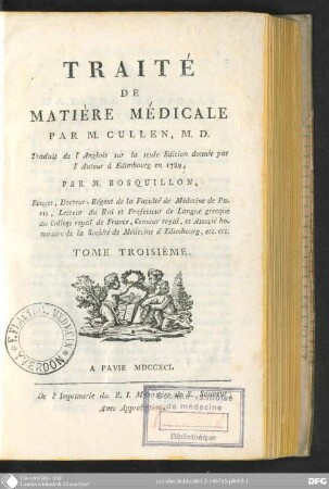 3 (1791): Traité de Matière médicale