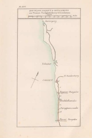 Pl. XXV Route from Calicut to Ootacamund via Tanoor, Paulghatcherry & Coimbatore