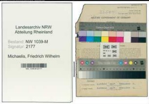 Entnazifizierung Friedrich Wilhelm Michaelis , geb. 16.07.1905 (Angestellter)