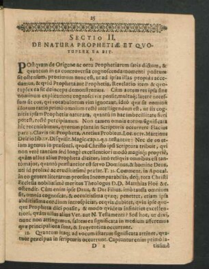 Sectio II. De Natura Prophetiae Et Quotuplex Ea Sit.