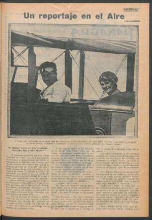 Un reportaje en el aire : Mi primer vuelo en una avioneta pilotada por Ramón Franco
