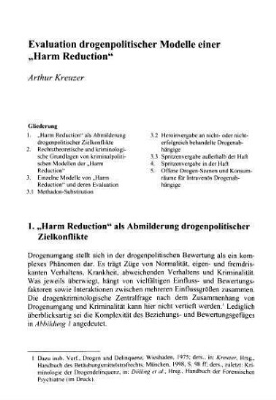 115-132, Evaluation drogenpolitischer Modelle einer "Harm Reduction"