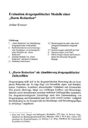 115-132, Evaluation drogenpolitischer Modelle einer "Harm Reduction"