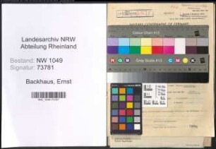 Entnazifizierung Ernst Backhaus , geb. 26.07.1916 (Wachtmeister)