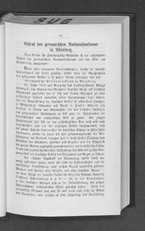 Aufruf des germanischen Nationalmuseums in Nürnberg.