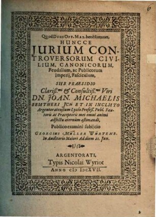 Iurium controversiorum civilium, cononicorum ... fasculus