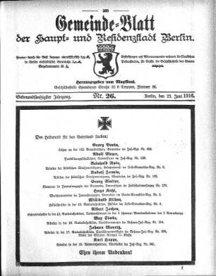 1916,26: Nr. 26, 25. Juni 1916