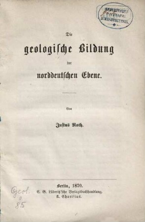 Die geologische Bildung der norddeutschen Ebene