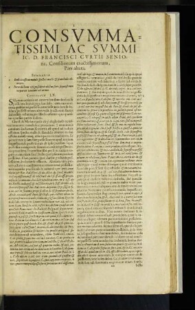 Consummatissimi Ac Summi Ic. D. Francisci Curtii Senioris, Consiliorum exactissimorum, Pars altera.
