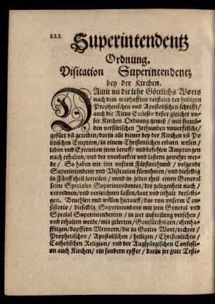 Visitation Superintendentz bey der Kirchen.