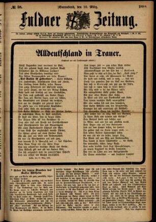 Erste Ausgabe vom Samstag, den 10. März 1888.