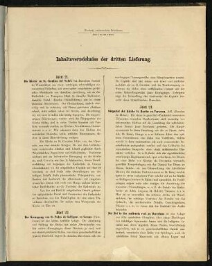 Inhaltsverzeichnis der dritten Lieferung