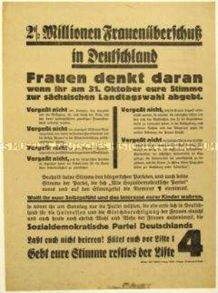 Aufruf der SPD an Frauen zur sächsischen Landtagswahl 1926