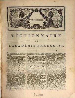 Dictionnaire de l'Académie Françoise : Rev., corr. et augm. par l'Académie elle-mème, 1. A - K