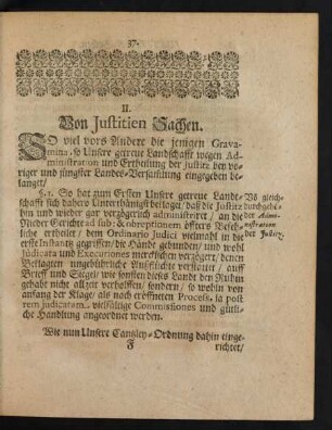 II. Von Justitien Sachen. §. 1 - §. 154.