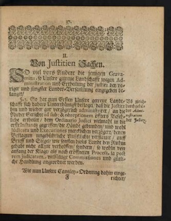 II. Von Justitien Sachen. §. 1 - §. 154.