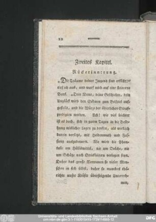 Zweites Kapitel. Rückerinnerung.