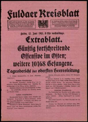 Ausgabe vom Sonntag, den 13. Juni 1915.
