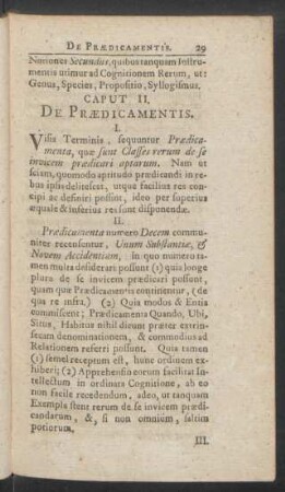 Caput II. De Praedicamentis