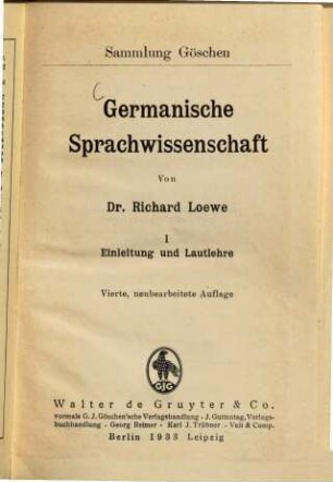 Germanische Sprachwissenschaft, 1. Einleitung und Lautlehre
