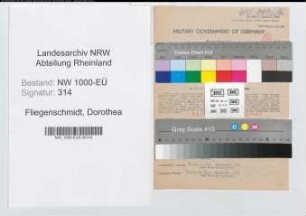 Entnazifizierung Dorothea Fliegenschmidt, geb. 31.10.1906 (Sozialarbeiterin)