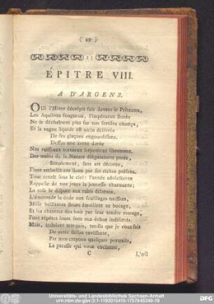 Épitre VIII. A D'Argens.
