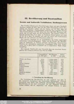 III. Bevölkerung und Staatsaufbau