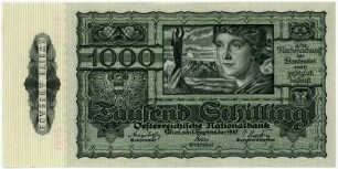 Geldschein, 1.000 Schilling (ATS), 1.9.1947