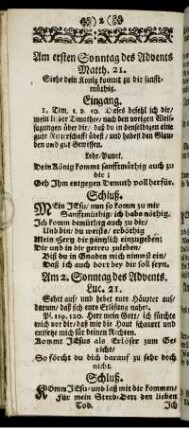 Am ersten Sonntag des Advents. - Am Feyertag St. Andreä.