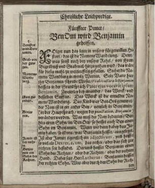 Fünffter Punct/ BenOni wird Benjamin geheissen.