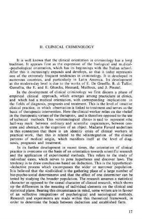 17-22, II. Clinical criminology