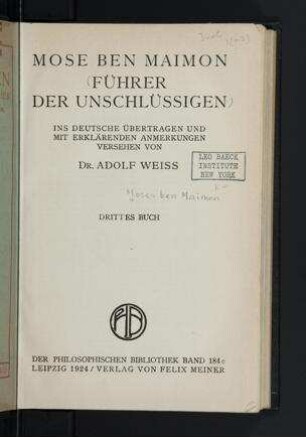 Führer der Unschlüssigen : [=Bd 3]