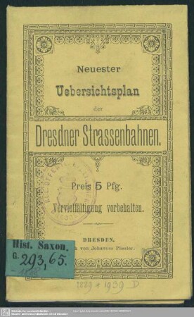 1888: Neuester Uebersichtsplan der Dresdner Strassenbahnen