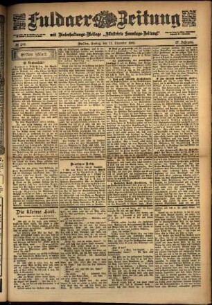 Erste Ausgabe vom Freitag, den 21. Dezember 1900.