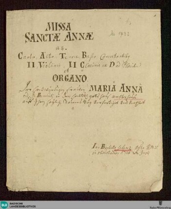 Masses - Don Mus.Ms. 1732 : V (4), orch, org; D