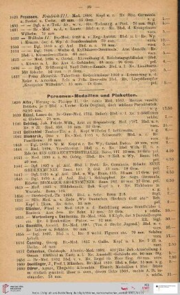 Personen-Medaillen und Plaketten (Nr. 1638 - 1696)
