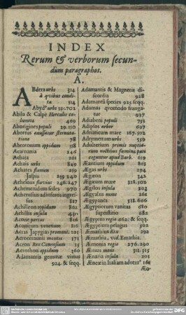 Index Rerum & verborum secundum paragraphos