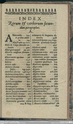 Index Rerum & verborum secundum paragraphos