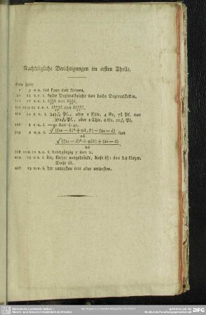 Nachträgliche Berichtigungen im ersten Theile